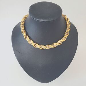 Vintage Trifari twisted gold and silver choker chain necklace